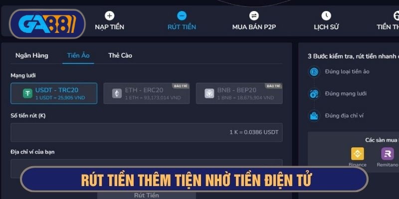 Số hóa giao dịch nạp và rút tiền thêm tiện nhờ tiền điện tử