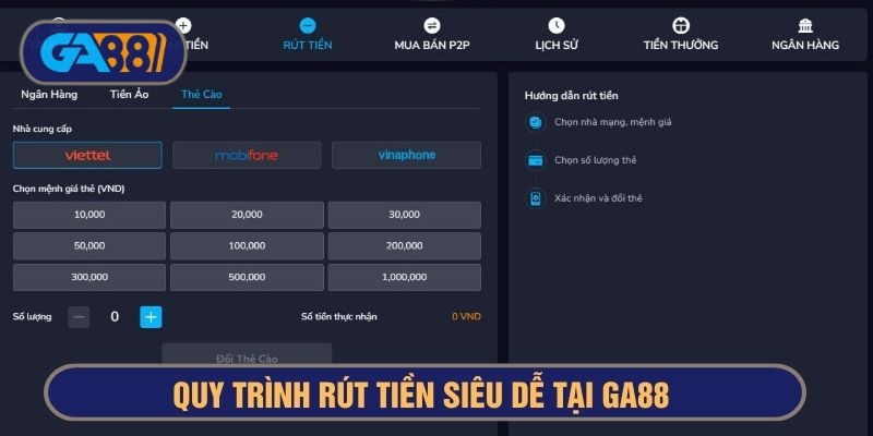 Quy trình rút tiền siêu dễ với cả người mới tại Ga88 